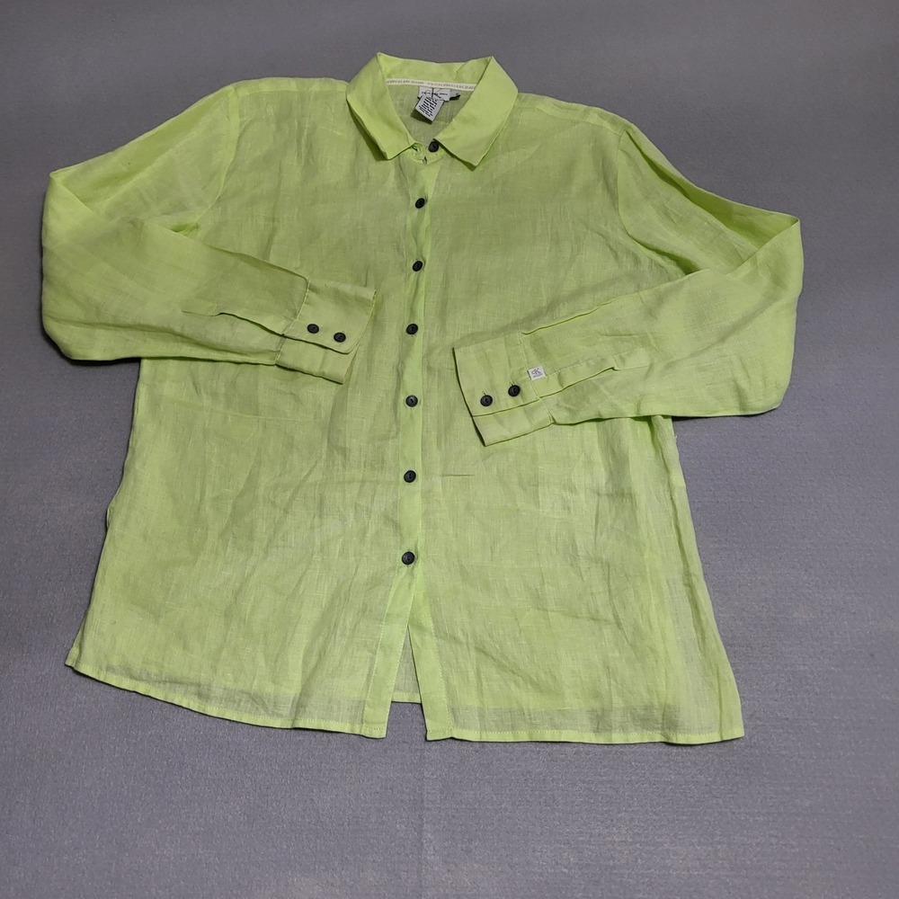 Calvin Klein Jeans Long Sleeve Button Up 100% Linen Lightweight Shirt Women's M